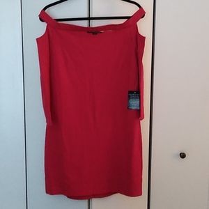 Red cold shoulder dress